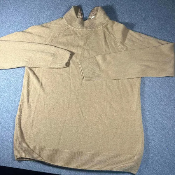 Studio Works 100% Acrylic Woman’s Small Sweater Beige Ribbed Collar Soft Knit - Image 9