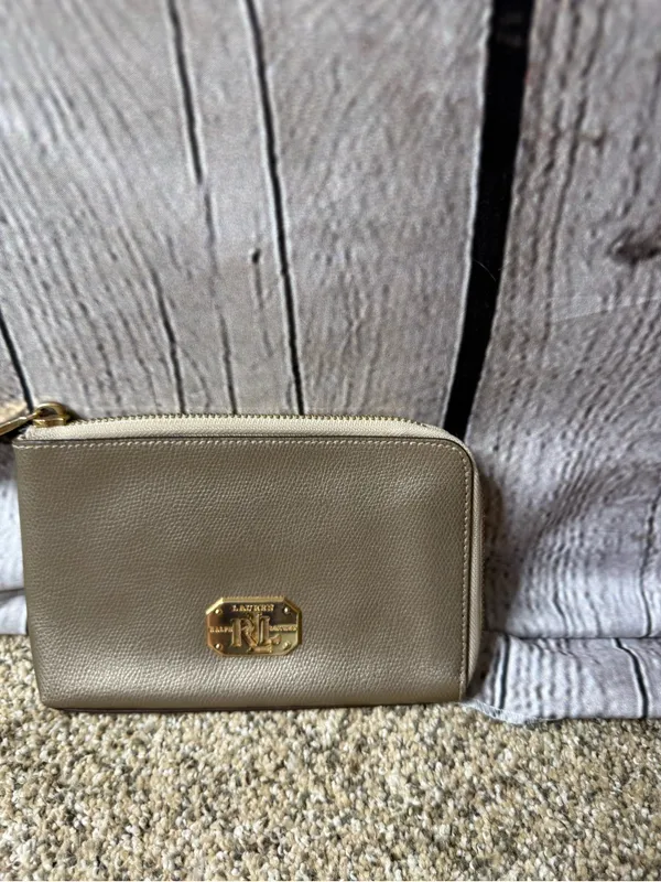 Lauren Ralph Lauren taupe metallic wristlet - Image 3
