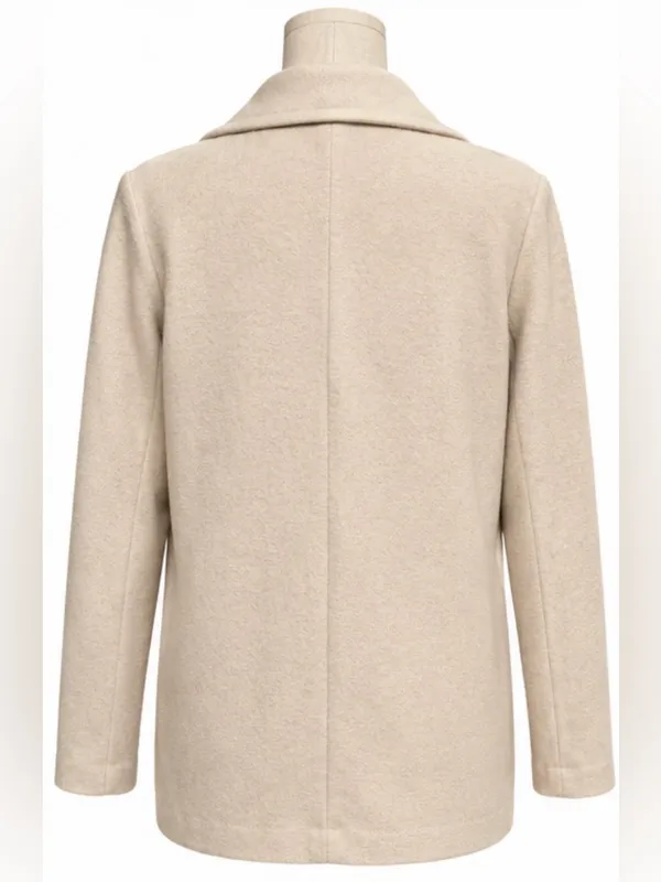 Joie Ivory Open Front Coat Jacket Oversized Lapel Size L - Image 3