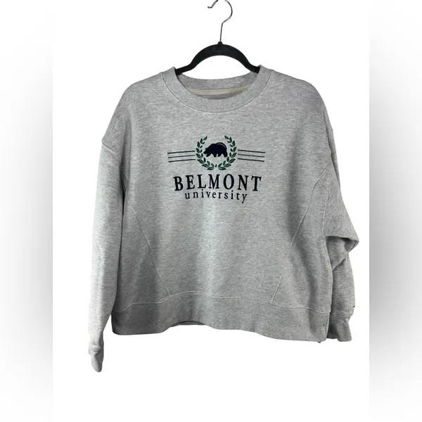 League Belmont University Sweatshirt Large Gray Fleece‎ College Graphic Pullover - Image 2