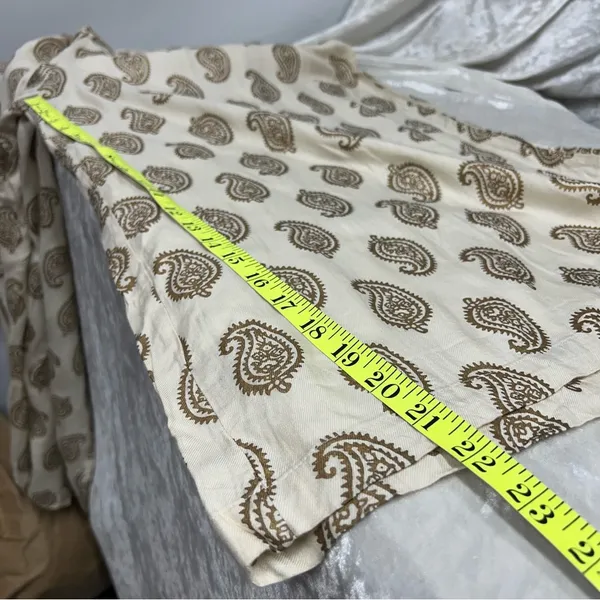 Paisley Cream l/xl wide flare leg pants resort wear elastic waist drawstring - Image 10