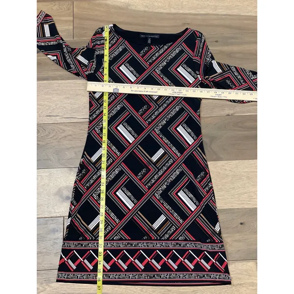 White House Black Market Dress Size M Geometric Shift Stretch Long Sleeves - Image 5