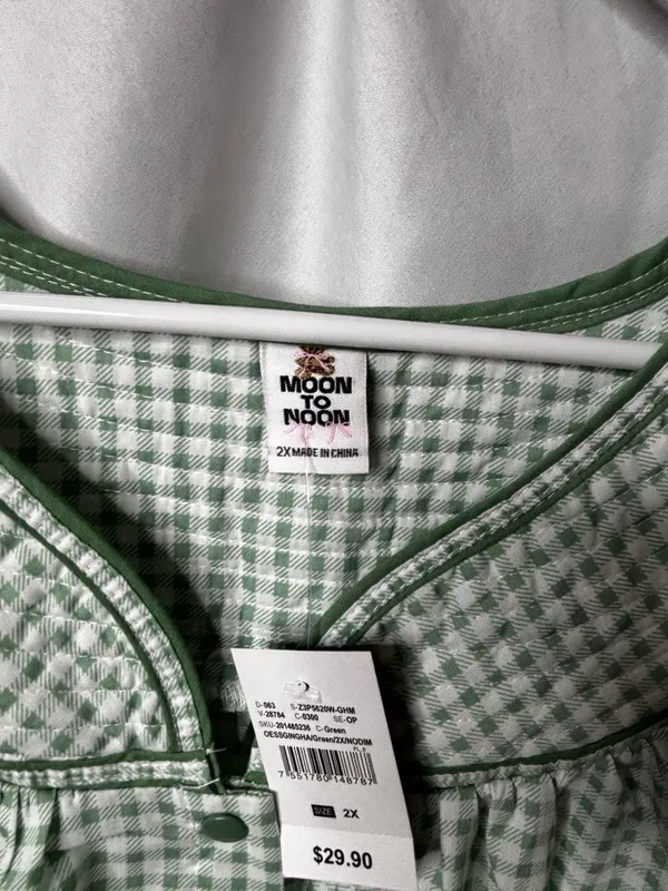 Moon To Noon Women's Snap-Front Gingham Sleep Dress - Image 6