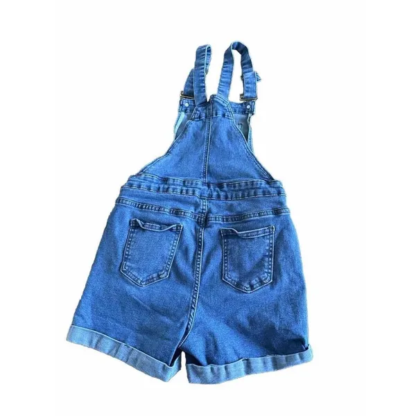 Shein Women's Roll Up Hem Denim Overall Romper Light Wash Blue Size 4 - Image 3