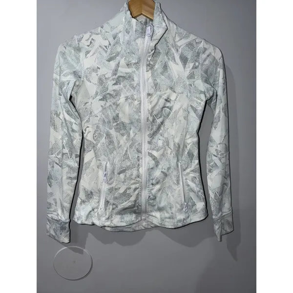 Full Zip Mock Neck Jacket, Size 4 Jasmine White Multi J - Image 4
