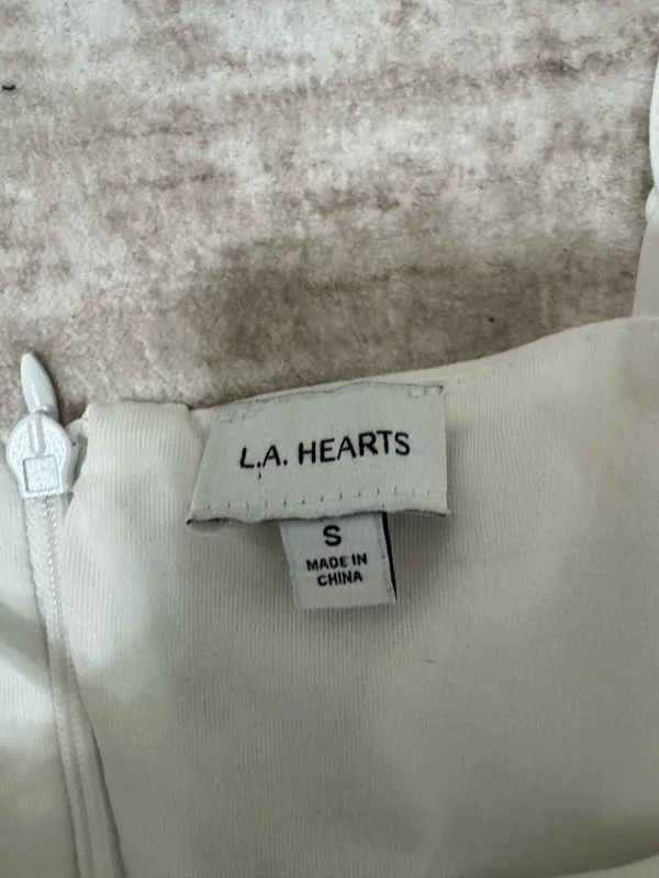 La hearts lace trim white mini dress size small - Image 3