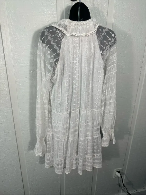 Zara White Lace Overlay Dress Size Small EUC - Image 10