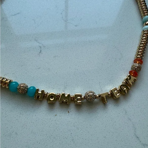 By Anthropologie Beaded‎ Bubble-Letter Necklace - Home Team - NWT - Image 4