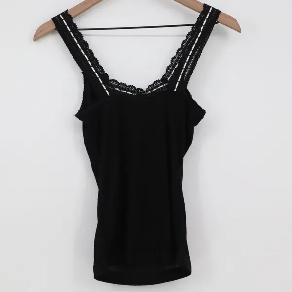 Intimately Free People Only You Tank Top Womens XS Black Round Neck Wide Strap - Image 6