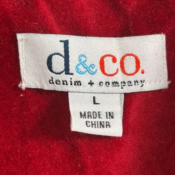 Denim & Co Womens Red Cotton Velvet Blazer Jacket Size L 3-Button Lined Pockets - Image 5