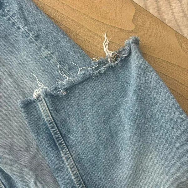 Zara Blue Distressed Denim Jeans Size 4 - Image 4