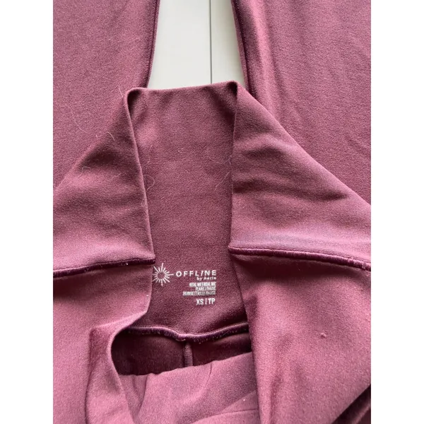 Aerie Offline Real Me Crossover High‎ Waisted Flare Leggings Burgundy XS - Image 2