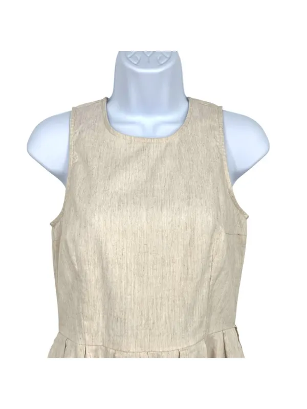 Gap Coastal Preppy Linen Blend Sleeveless A-Line Dress Size 0 Beige Yellow - Image 3