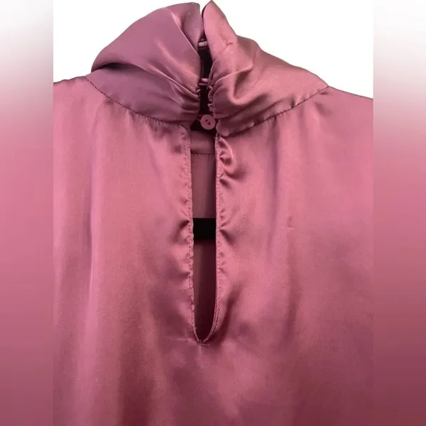 ZARA Dusty Rose Mauve Satin Effect Blouse size small - Image 4