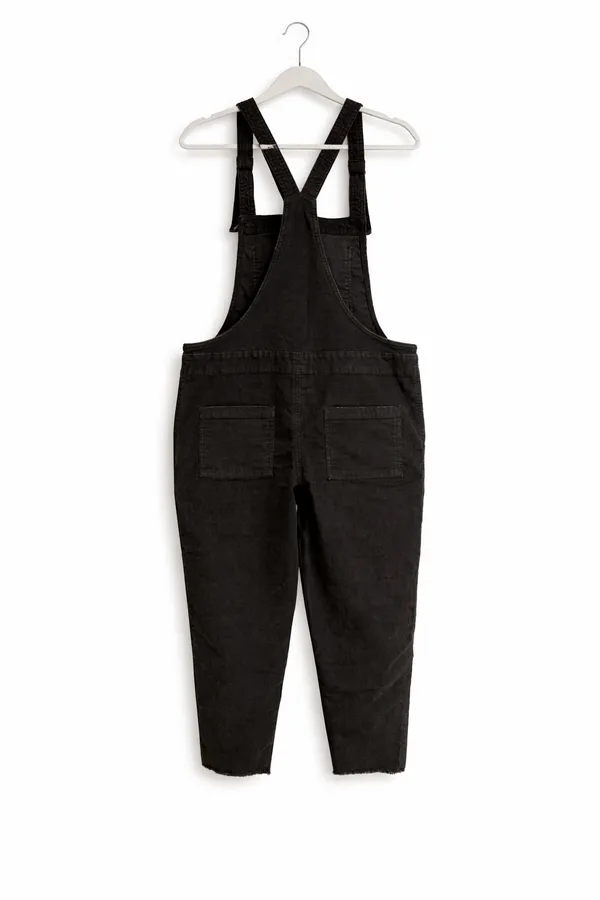 Aerie Black Corduroy Overalls - Relaxed Fit with Raw Hem - Small - Image 2