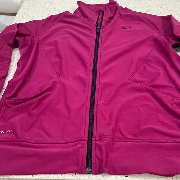 Nike Women's Magenta Full-Zip Dri-fit Jacket size large - Image 4