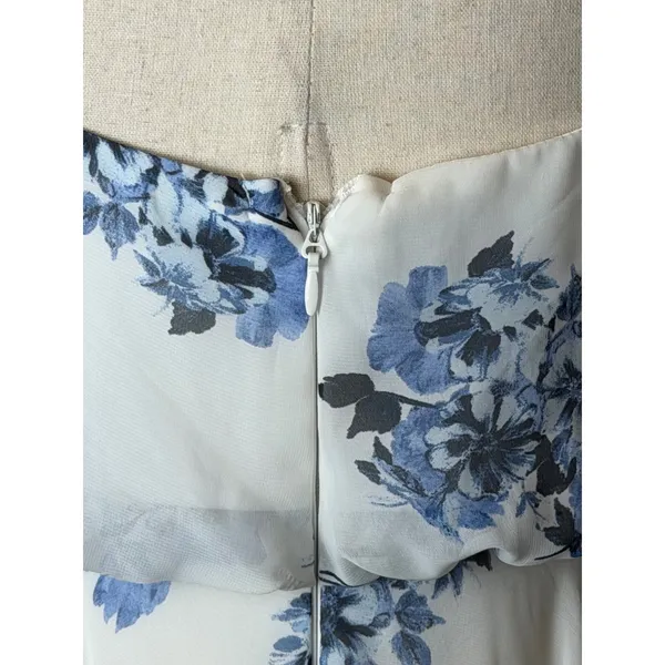 Lulus Pollen for You Maxi Dress Women Small Blue White Floral Chiffon Wedding - Image 8