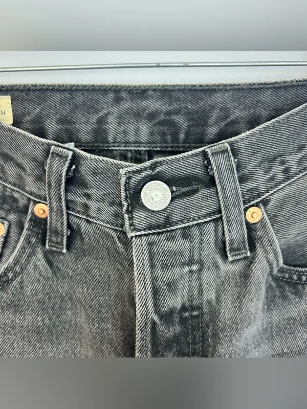 Levi's 501 Faded Black/Grey Button Fly Denim Ankle Jens Size 24 x 30 - Image 6