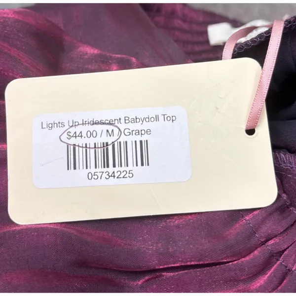 Entro Top Size Medium Grape Purple Iridescent Babydoll Dark Romantic Vamp Party - Image 7