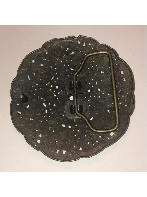 Vintage Brass Tone Round Boho Belt Buckle - Image 4