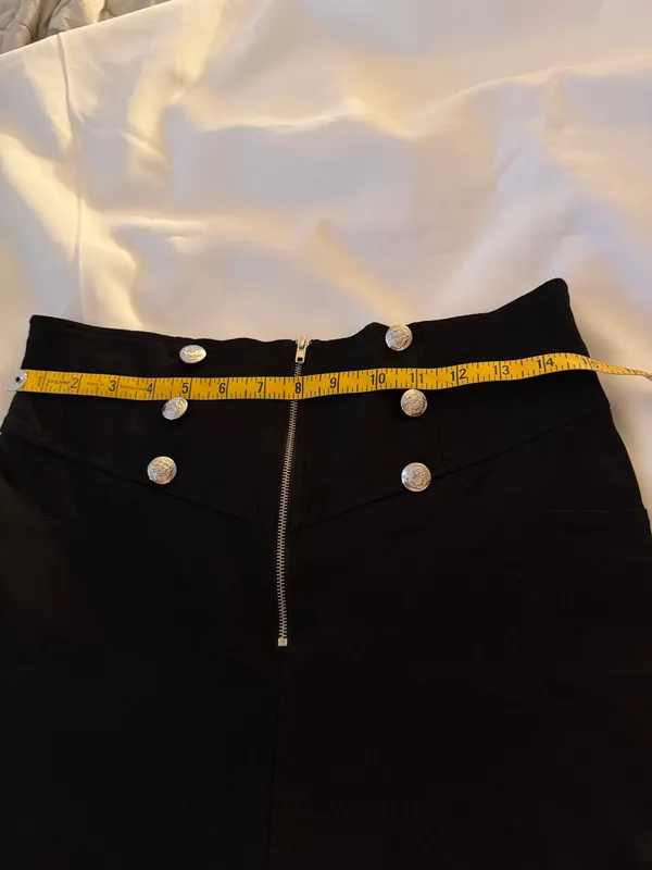 Black High-Waist Pencil Skirt with Decorative Buttons - Image 6