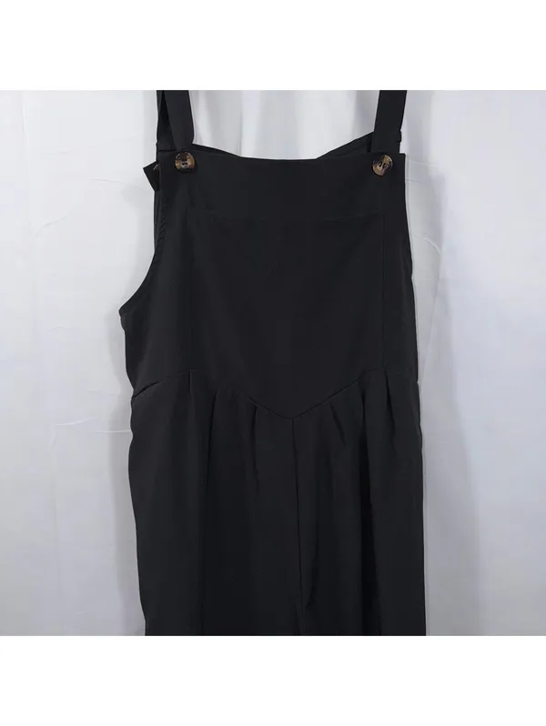 Women’s Black Wide Leg Jumpsuit Overalls Size Large - Image 3