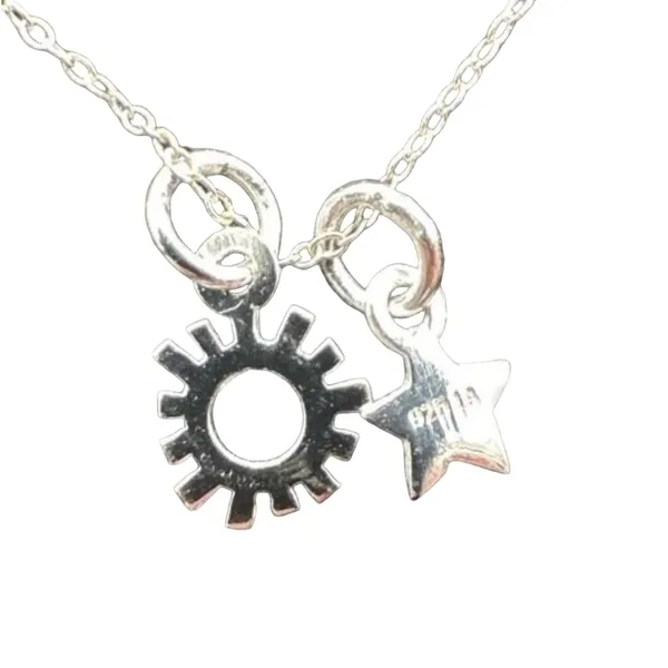 .925 Silver Sun and Star Necklace Made in Italy - 18” chain - Image 4
