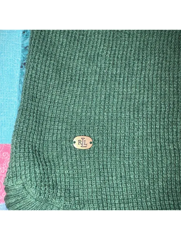Lauren Ralph Lauren Green Knit Hooded Sweater Woman’s Size Medium Outdoor RL - Image 4