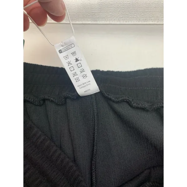 Halara size tall large new Black Wide Leg Cargo Pants velour Ribbed casual relax - Image 5
