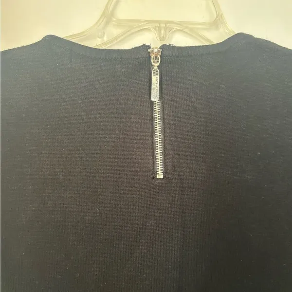 Adrienne Vittadini Black Short Sleeve Zipper Detail Dress Size Small - Image 6