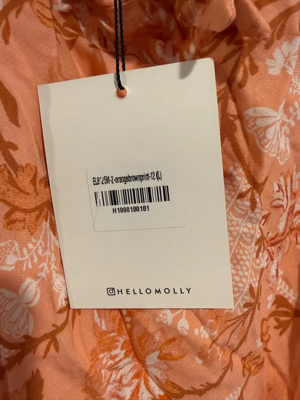 Hello Molly Orange Floral Print Puff Sleeve Midi Dress Women's Size US 8 NWT - Image 4