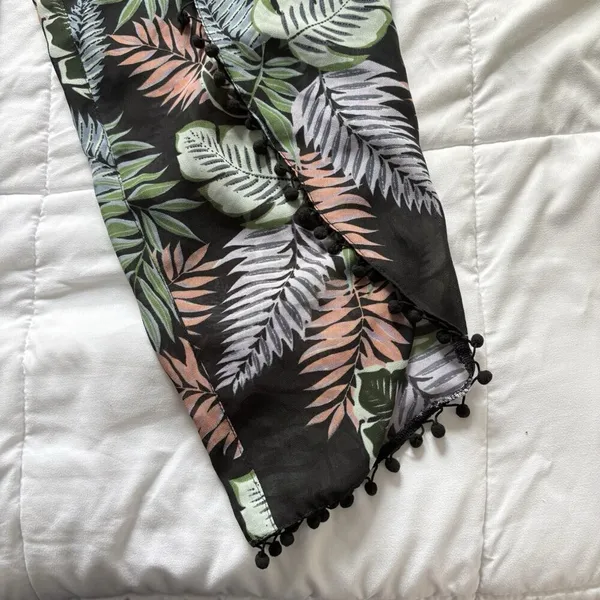 Womens Wide Leg Floral‎ Tropical Beach Summer Cover Up Flowy Drawstring Green - Image 2