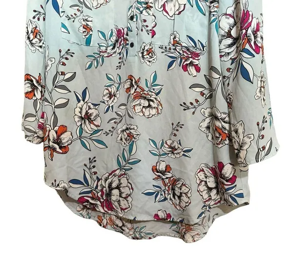 Maurices Tunic Top Womens Medium Multicolor Floral Print Popover V Neck Blouse - Image 4