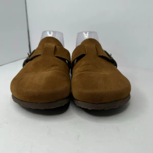 SM New York Brynlee Suede Clog Mules Sz 10 Tan Buckle Boston Style Slip On - Image 2