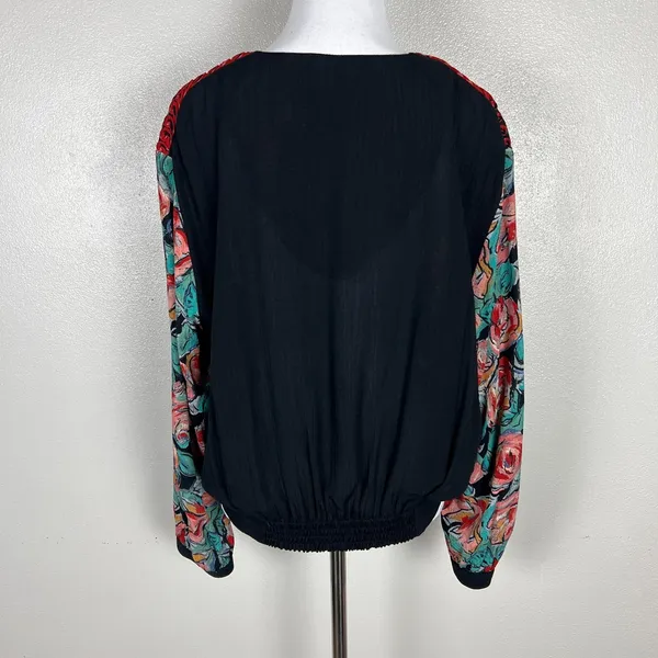 Carole Little Cardigan Jacket M Moulin Rouge Can Can Dancer Floral Rosette Artsy - Image 9
