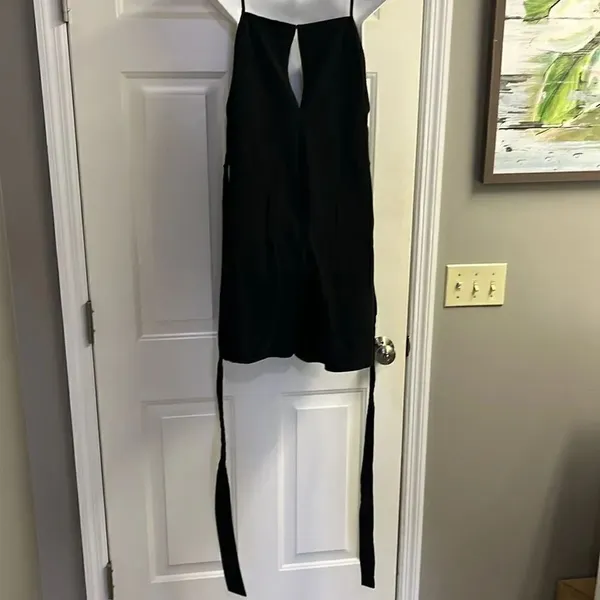 ZARA Black Pull-On Spaghetti Strap Cotton Romper w/ Attached Belt Straps- Large - Image 12