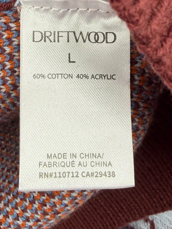 Driftwood Floral Jacquard Cropped Crewneck Sweater Rust Blue L NWT - Image 7