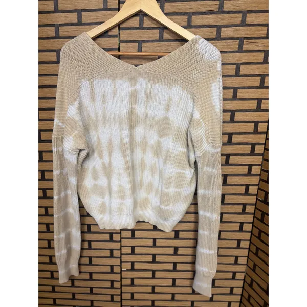Freshman Tan And White Tie Dye‎ Crop Sweater Size Large - Image 2