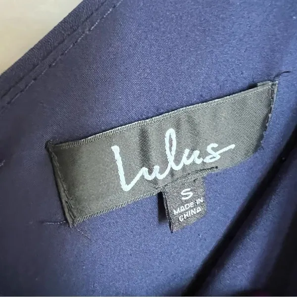 Lulus Thinking About You Navy Blue Pleated Faux Wrap Midi Dress Size Small - Image 7