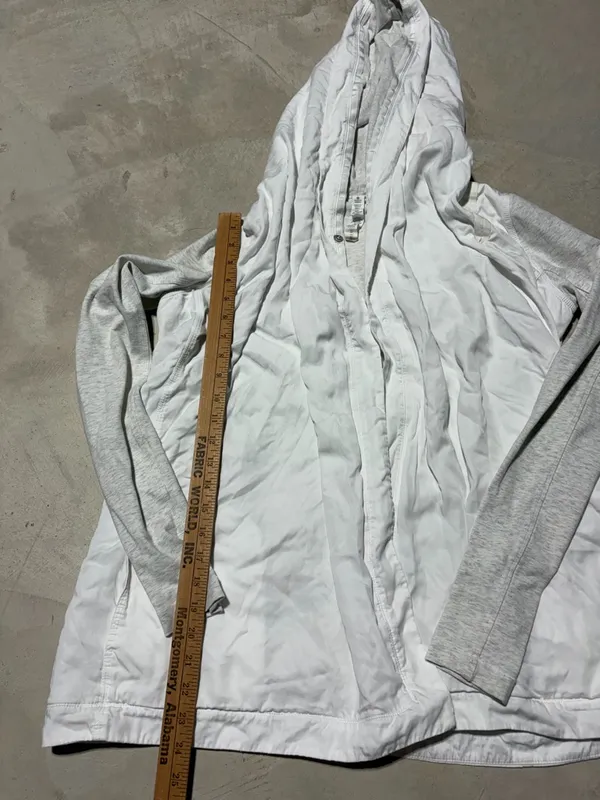 Lululemon Lightweight White Hooded cardigan m with Heather Gray/cream Sleeves 6 - Image 6