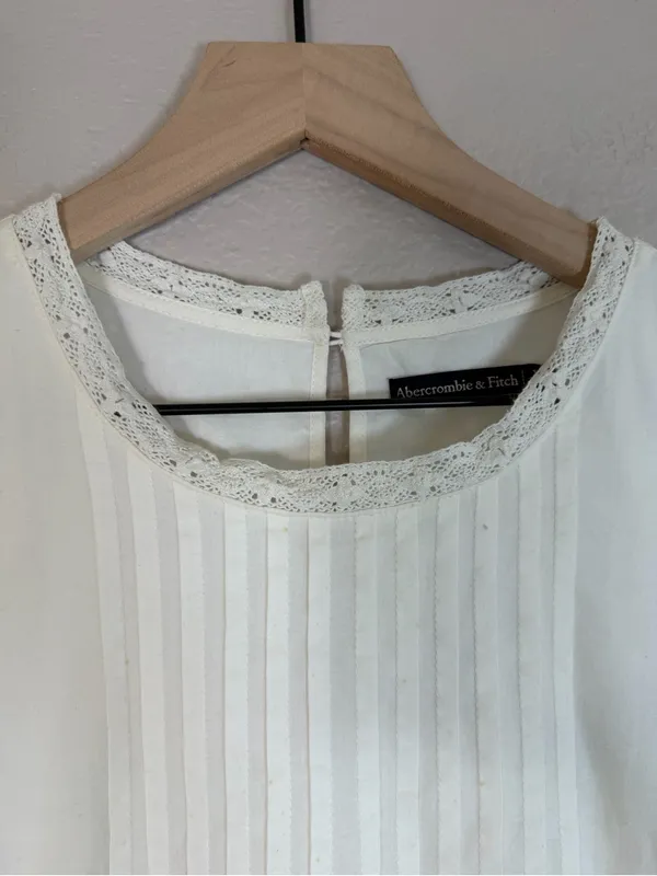 Abercrombie & Fitch Cream Cotton Lace Mini Shirt Shift Dress XS NEW $68 - Image 4