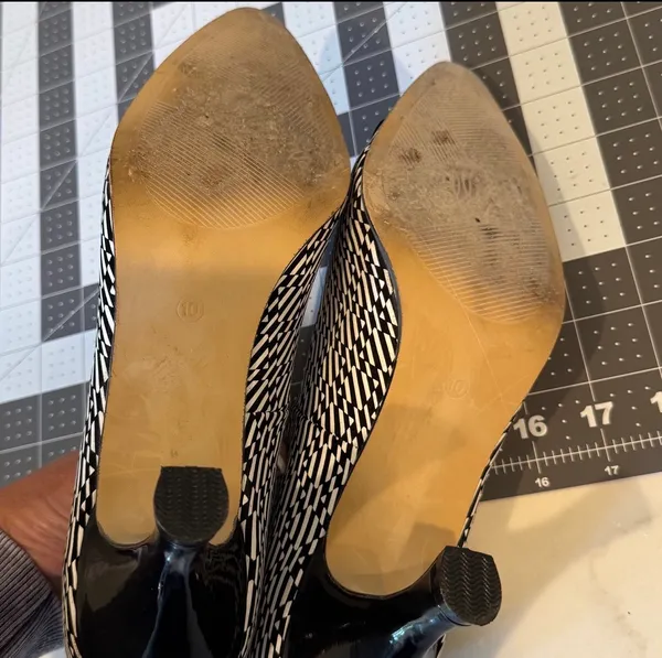 Bellini Black White Print Pump Shoes Pointed Toe Heels 10 - Image 7