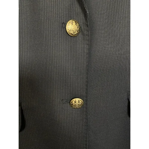 J Crew Pinstripe Wool‎ Blazer Navy Blue Womens Jacket Two Button Size 6 Office - Image 3