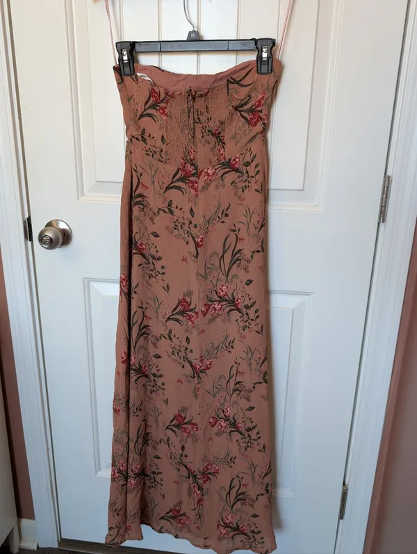Reformation Floral Strapless Midi Dress with Slit - Image 2