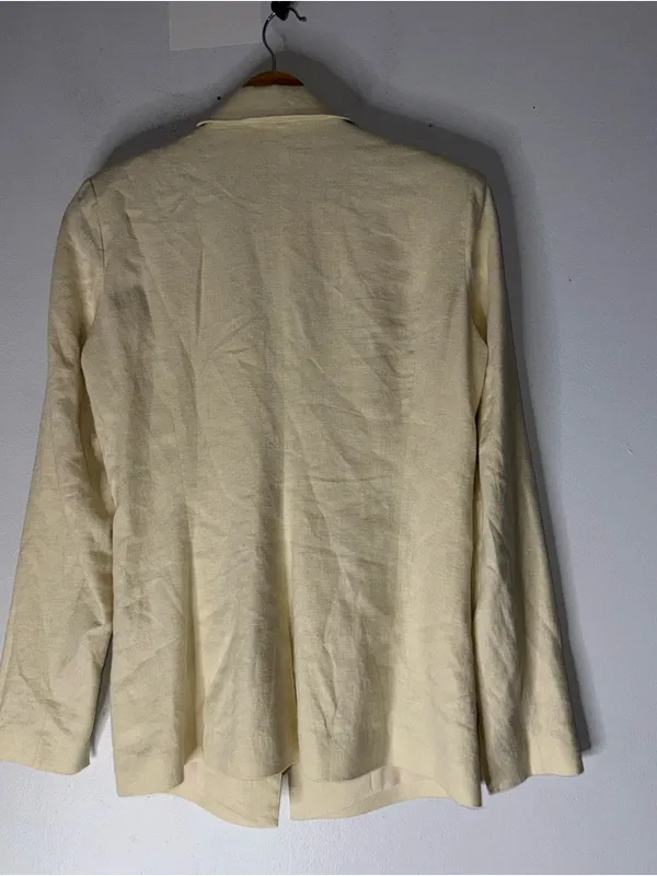 central park west Cream Linen Blend Blazer Size XS‎ - Image 2