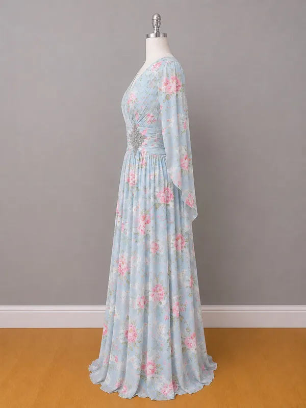Boutique #3-15 Aqua floral  drape back dress. - Image 4