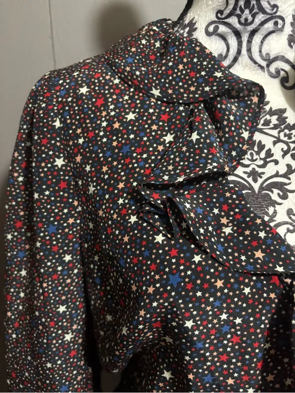 MADEWELL Silk Ruffle-Hem Wrap Top in Starry Night - Image 3