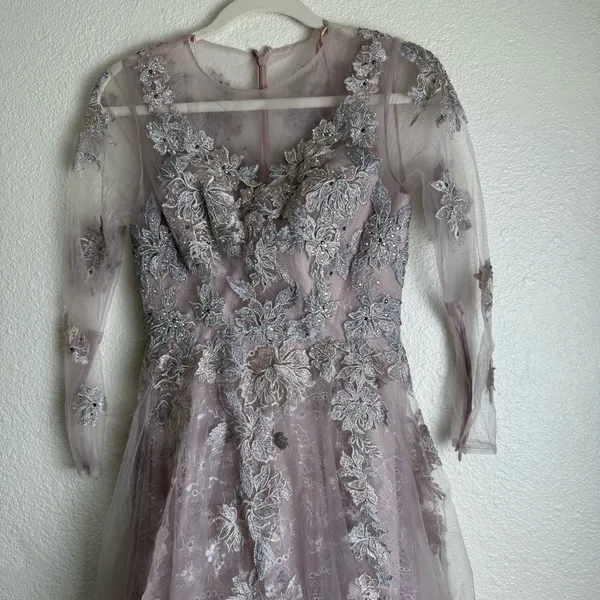 MAC DUGGAL Lace Tulle A Line Midi Dress - Image 5