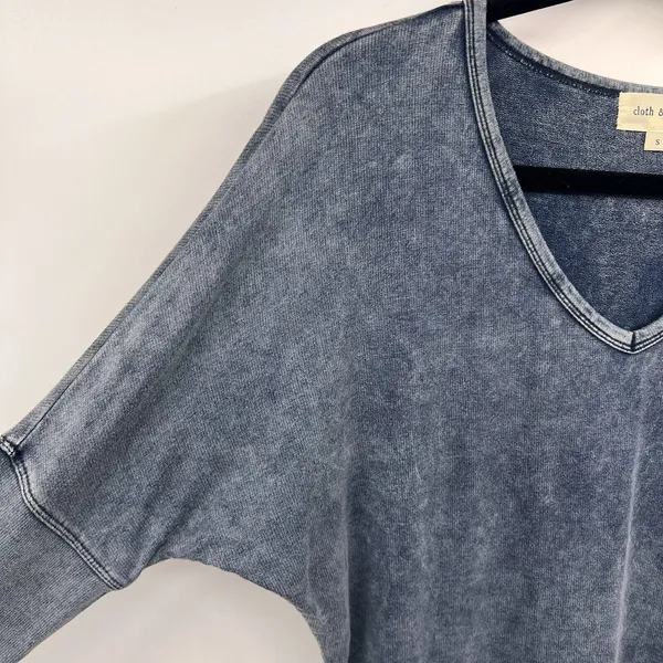 Cloth & Stone Anthropologie Top Blue Knit V-Neck Dolman Long Sleeve Womens Small - Image 6