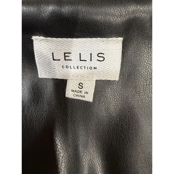 Le Lis Black Faux Leather Mini Bubble Skirt EUC Gothic Chic Y2K Style Small - Image 5
